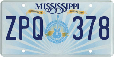 MS license plate ZPQ378