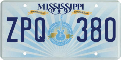 MS license plate ZPQ380