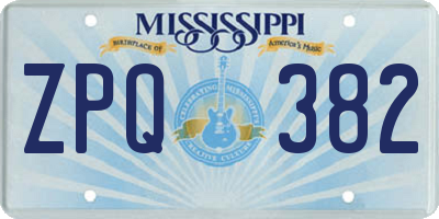 MS license plate ZPQ382