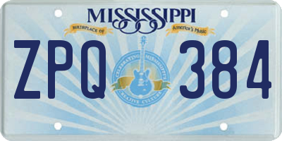 MS license plate ZPQ384