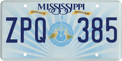 MS license plate ZPQ385