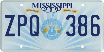 MS license plate ZPQ386