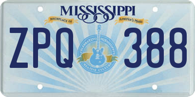 MS license plate ZPQ388