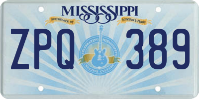 MS license plate ZPQ389