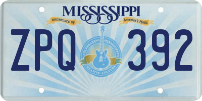 MS license plate ZPQ392