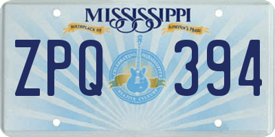 MS license plate ZPQ394
