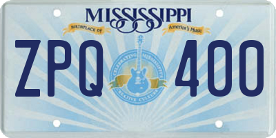 MS license plate ZPQ400