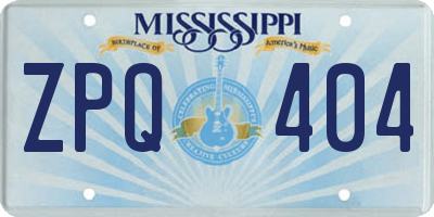 MS license plate ZPQ404
