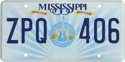 MS license plate ZPQ406