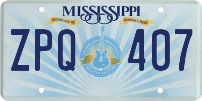 MS license plate ZPQ407