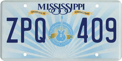 MS license plate ZPQ409