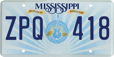 MS license plate ZPQ418
