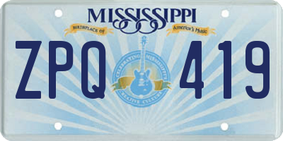 MS license plate ZPQ419