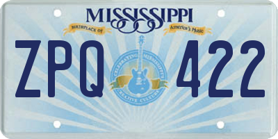 MS license plate ZPQ422