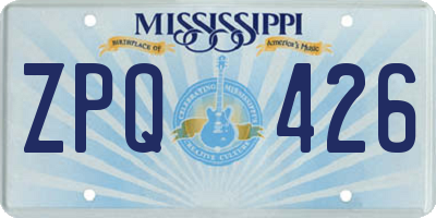 MS license plate ZPQ426