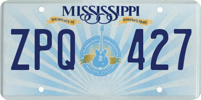 MS license plate ZPQ427