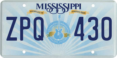 MS license plate ZPQ430