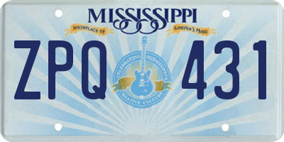 MS license plate ZPQ431