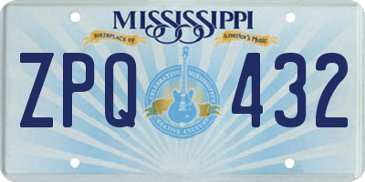 MS license plate ZPQ432