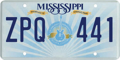 MS license plate ZPQ441