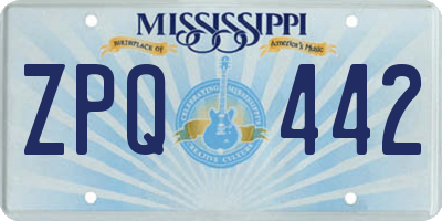 MS license plate ZPQ442