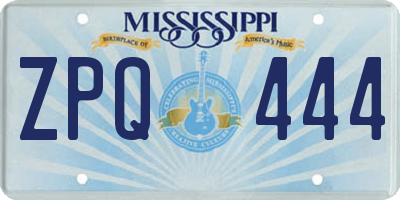MS license plate ZPQ444
