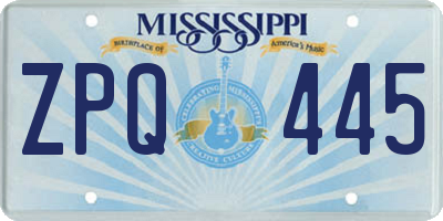 MS license plate ZPQ445