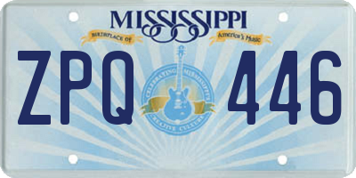 MS license plate ZPQ446