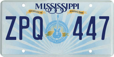 MS license plate ZPQ447