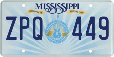 MS license plate ZPQ449