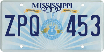 MS license plate ZPQ453