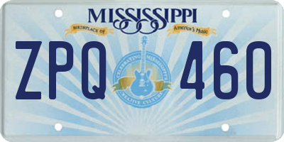 MS license plate ZPQ460