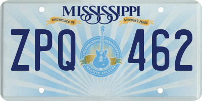 MS license plate ZPQ462