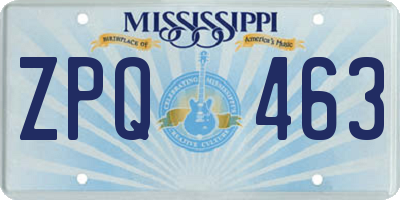 MS license plate ZPQ463