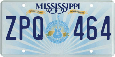 MS license plate ZPQ464