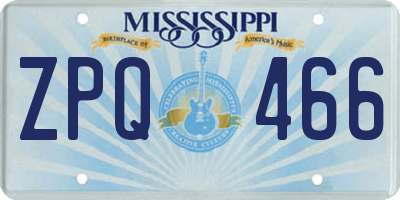 MS license plate ZPQ466