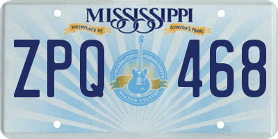 MS license plate ZPQ468