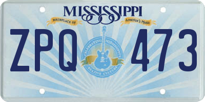 MS license plate ZPQ473