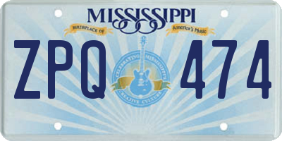 MS license plate ZPQ474