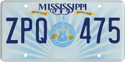 MS license plate ZPQ475