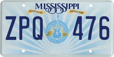 MS license plate ZPQ476
