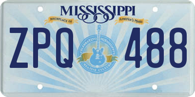 MS license plate ZPQ488