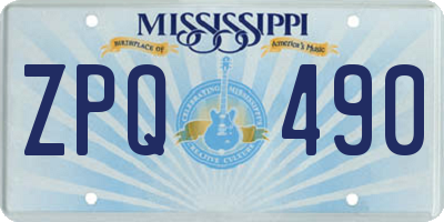 MS license plate ZPQ490