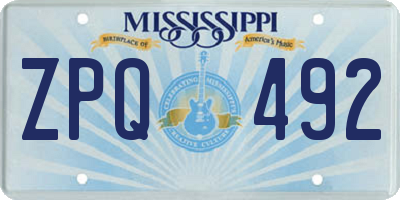 MS license plate ZPQ492