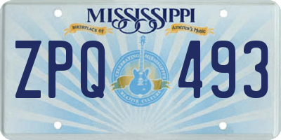 MS license plate ZPQ493