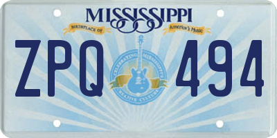MS license plate ZPQ494