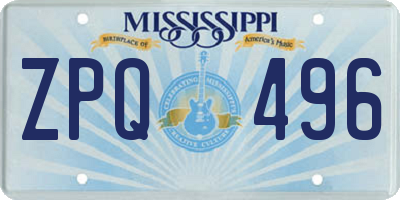 MS license plate ZPQ496