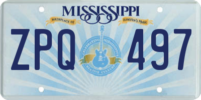 MS license plate ZPQ497