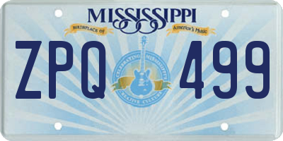 MS license plate ZPQ499