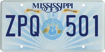 MS license plate ZPQ501